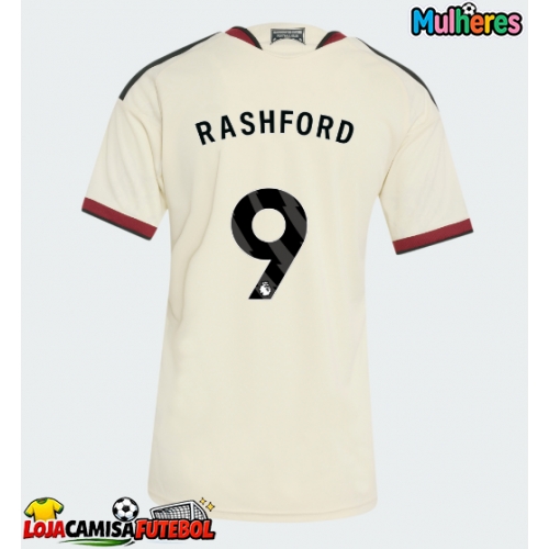 Camisa de Futebol Manchester United Marcus Rashford #9 Equipamento Alternativo Mulheres 2026-27 Manga Curta